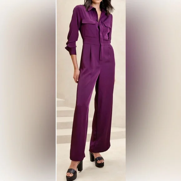 Banana Republic Deep Purple Wide Leg Jumpsuit - Picture 2 of 5